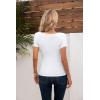 imageVICHYIE Womens Tops V Neck Summer Short Sleeve Casual Slim Fitted TshirtWhite