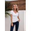 imageVICHYIE Womens Tops V Neck Summer Short Sleeve Casual Slim Fitted TshirtWhite
