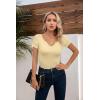 imageVICHYIE Womens Tops V Neck Summer Short Sleeve Casual Slim Fitted TshirtYellow Apricot