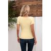 imageVICHYIE Womens Tops V Neck Summer Short Sleeve Casual Slim Fitted TshirtYellow Apricot