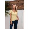 imageVICHYIE Womens Tops V Neck Summer Short Sleeve Casual Slim Fitted TshirtYellow Apricot
