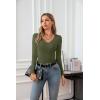 imageVICHYIE Womens Tops V Neck Summer Short Sleeve Casual Slim Fitted TshirtZarmy Green