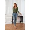 imageVICHYIE Womens Tops V Neck Summer Short Sleeve Casual Slim Fitted TshirtZarmy Green