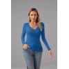 imageVICHYIE Womens Tops V Neck Summer Short Sleeve Casual Slim Fitted TshirtZblue