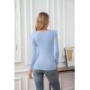imageVICHYIE Womens Tops V Neck Summer Short Sleeve Casual Slim Fitted TshirtZblue Grey