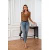 imageVICHYIE Womens Tops V Neck Summer Short Sleeve Casual Slim Fitted TshirtZbrown