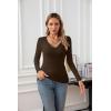 imageVICHYIE Womens Tops V Neck Summer Short Sleeve Casual Slim Fitted TshirtZcoffee
