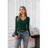 imageVICHYIE Womens Tops V Neck Summer Short Sleeve Casual Slim Fitted TshirtZdark Green