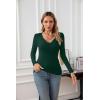 imageVICHYIE Womens Tops V Neck Summer Short Sleeve Casual Slim Fitted TshirtZdark Green