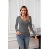 imageVICHYIE Womens Tops V Neck Summer Short Sleeve Casual Slim Fitted TshirtZdark Grey