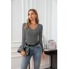 imageVICHYIE Womens Tops V Neck Summer Short Sleeve Casual Slim Fitted TshirtZdark Grey