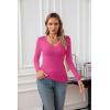 imageVICHYIE Womens Tops V Neck Summer Short Sleeve Casual Slim Fitted TshirtZhot Pink