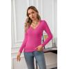imageVICHYIE Womens Tops V Neck Summer Short Sleeve Casual Slim Fitted TshirtZhot Pink