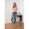 imageVICHYIE Womens Tops V Neck Summer Short Sleeve Casual Slim Fitted TshirtZlight Pink