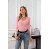 imageVICHYIE Womens Tops V Neck Summer Short Sleeve Casual Slim Fitted TshirtZlight Pink