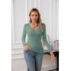 imageVICHYIE Womens Tops V Neck Summer Short Sleeve Casual Slim Fitted TshirtZmoss Green