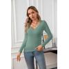 imageVICHYIE Womens Tops V Neck Summer Short Sleeve Casual Slim Fitted TshirtZmoss Green