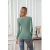 imageVICHYIE Womens Tops V Neck Summer Short Sleeve Casual Slim Fitted TshirtZmoss Green