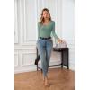imageVICHYIE Womens Tops V Neck Summer Short Sleeve Casual Slim Fitted TshirtZmoss Green