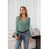 imageVICHYIE Womens Tops V Neck Summer Short Sleeve Casual Slim Fitted TshirtZmoss Green