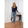 imageVICHYIE Womens Tops V Neck Summer Short Sleeve Casual Slim Fitted TshirtZnavy