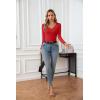 imageVICHYIE Womens Tops V Neck Summer Short Sleeve Casual Slim Fitted TshirtZred