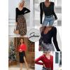 imageVICHYIE Womens Tops V Neck Summer Short Sleeve Casual Slim Fitted TshirtZred