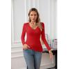 imageVICHYIE Womens Tops V Neck Summer Short Sleeve Casual Slim Fitted TshirtZred