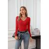 imageVICHYIE Womens Tops V Neck Summer Short Sleeve Casual Slim Fitted TshirtZred