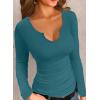 imageVICHYIE Womens Tops V Neck Summer Short Sleeve Casual Slim Fitted TshirtZteal