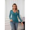 imageVICHYIE Womens Tops V Neck Summer Short Sleeve Casual Slim Fitted TshirtZteal