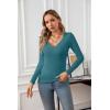 imageVICHYIE Womens Tops V Neck Summer Short Sleeve Casual Slim Fitted TshirtZteal