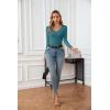imageVICHYIE Womens Tops V Neck Summer Short Sleeve Casual Slim Fitted TshirtZteal