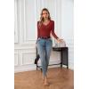 imageVICHYIE Womens Tops V Neck Summer Short Sleeve Casual Slim Fitted TshirtZwine Red