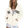 imageBlingfit Zip Up Hoodies for Women Oversized Y2K Velvet Sweatshirt Long Sleeve 2024 Fashion Hoodie Jacket with PocketWhite