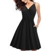 imageII ININ Womens Summer Dresses Casual Beach Boho Vacation Outfits Spaghetti Strap FloralSolid Sundress with PocketsBblack