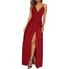 imageII ININ Womens Sundresses 2024 Fashion Outfits Wedding Guest Beach Dresses V Neck Spaghetti Strap High Waist Side Split Long Maxi Dress Wine