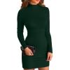 imageVICHYIE Women Mock Neck Ribbed Bodycon Dress Long Sleeve Mini Pencil DressesBlackish Green