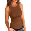 imageVICHYIE Women Tank Tops Summer Sleeveless Basic Cami Top Shirt Slim Knit Ribbed Racerback BlousesOrange Brown