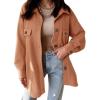 imageVICHYIE Womens Corduroy Shacket Blouses Button Down Shirts Pocket Long Sleeves Tops Jacket CoatsBrown