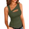 imageVICHYIE Womens Summer Cutout Tank Tops Sleeveless Shirts Ribbed Tanks Slim Fitted Y2K Sexy Basic Tee ShirtArmy Green