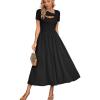 imageVICHYIE Womens Summer Dresses Cutout One Piece Ribbed Maxi Short Sleeve Casual Flowy ALine Long Midi DressBlack