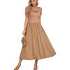 imageVICHYIE Womens Summer Dresses Cutout One Piece Ribbed Maxi Short Sleeve Casual Flowy ALine Long Midi DressKhaki