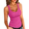 imageVICHYIE Womens Summer Tank Tops Square Neck Sleeveless Low Cut Sexy Shirts Ribbed Slim Fitted Casual Basic Top BlousesPink