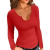 imageVICHYIE Womens Tops V Neck Summer Short Sleeve Casual Slim Fitted TshirtZred