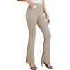 imagesiliteelon Dress Pants Womens Dressy Casual Work Pants Bootcut Yoga Pants Pull On Business Trousers Pants High WaistedKhaki