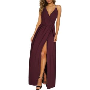 imageII ININ Womens 2025 Maxi Sundresses Summer Beach Long Wrap VNeck FloralSolid Casual Dress for WomenAdark Red