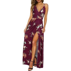 imageII ININ Womens 2025 Maxi Sundresses Summer Beach Long Wrap VNeck FloralSolid Casual Dress for WomenZfloral 09