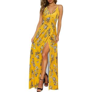 imageII ININ Womens 2025 Maxi Sundresses Summer Beach Long Wrap VNeck FloralSolid Casual Dress for WomenZfloral 39