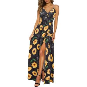 imageII ININ Womens 2025 Maxi Sundresses Summer Beach Long Wrap VNeck FloralSolid Casual Dress for WomenZfloral 42